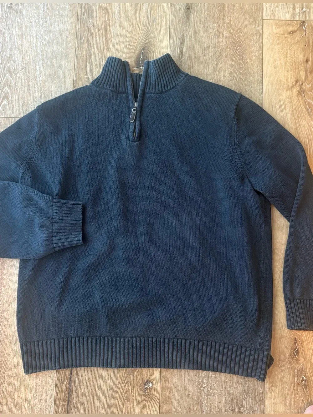 L.L. Bean Men's Dark Navy Half-Zip Sweater XXL Heavy Cotton Mock Neck